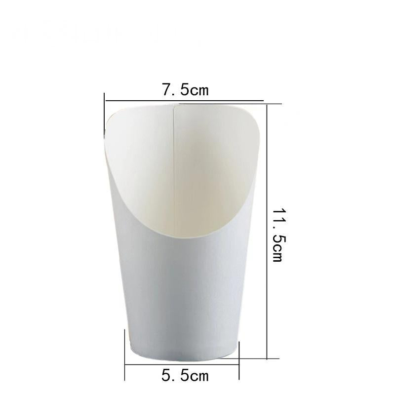 French fry cup solid plain white small size with angled scoop rim