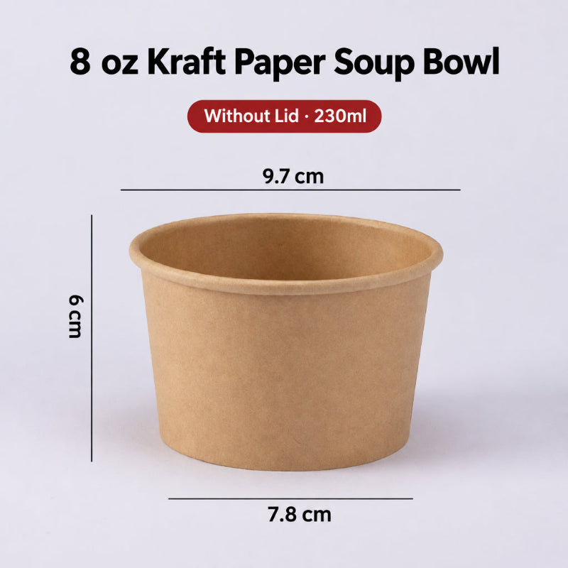 Kraft paper soup cup 8 oz capacity without lid