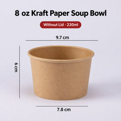 Kraft paper soup cup 8 oz capacity without lid