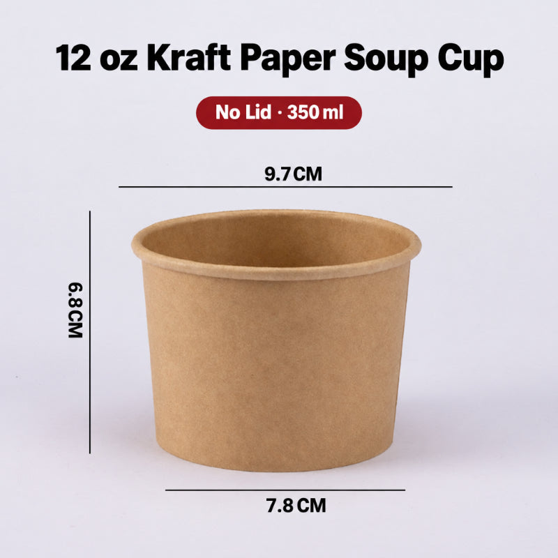 Kraft paper soup cup 12 oz capacity without lid
