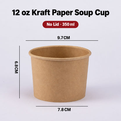 Kraft paper soup cup 12 oz capacity without lid