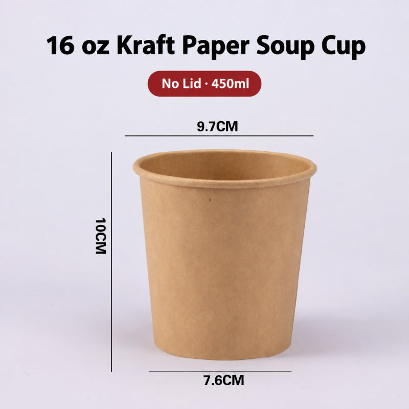 Kraft paper soup cup 16 oz capacity without lid