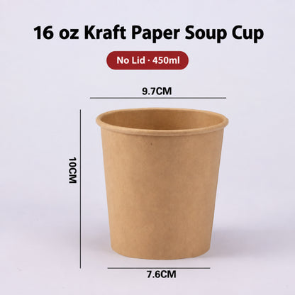 Kraft paper soup cup 16 oz capacity without lid