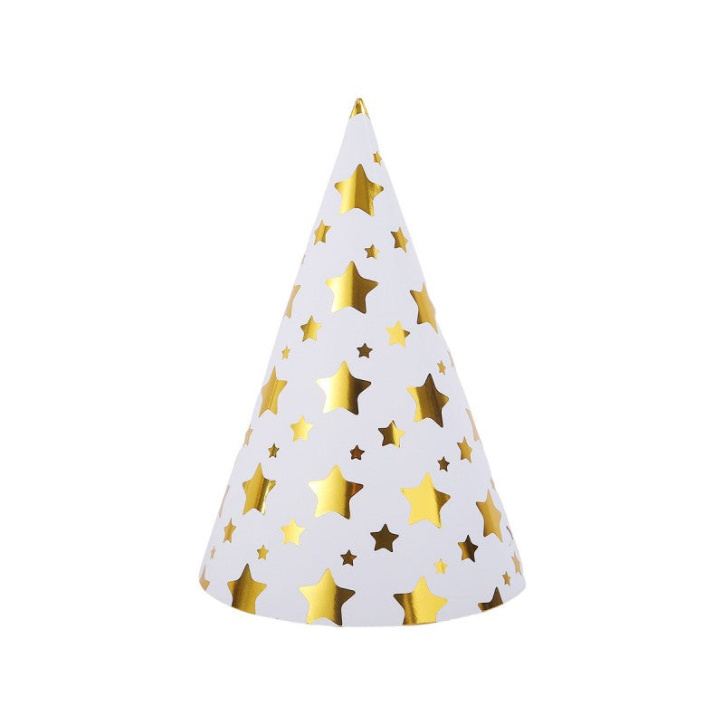 Gold Foil Polka Dot Party Hats – 10 Pack, Wave Edge Birthday Hats for Adults & Kids