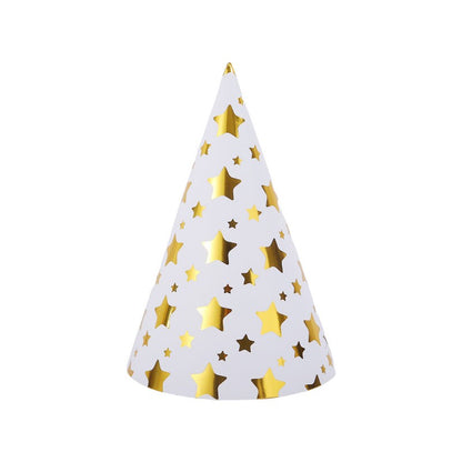 Gold Foil Polka Dot Party Hats – 10 Pack, Wave Edge Birthday Hats for Adults & Kids