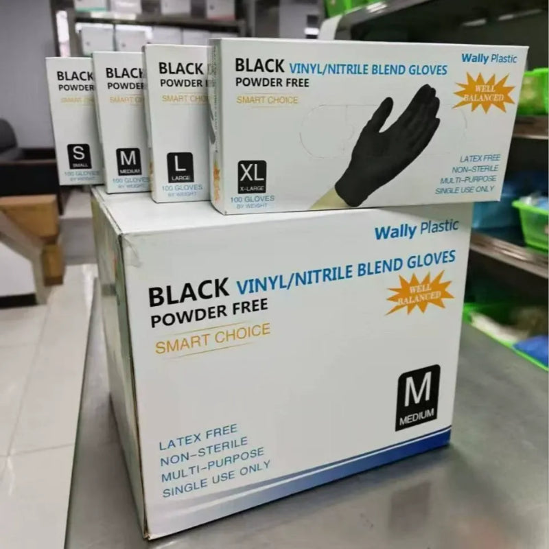 Wholesale Black Disposable Nitrile Gloves, Thick Blend Powder-Free & Latex-Free, Food Grade for Beauty Salon, Tattoo & Automotive