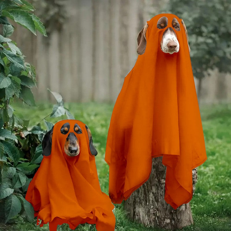 👻 Pet Ghost Costume Cloak | Halloween Dog Cape | Small/Medium Dog Cosplay