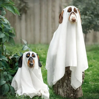 👻 Pet Ghost Costume Cloak | Halloween Dog Cape | Small/Medium Dog Cosplay