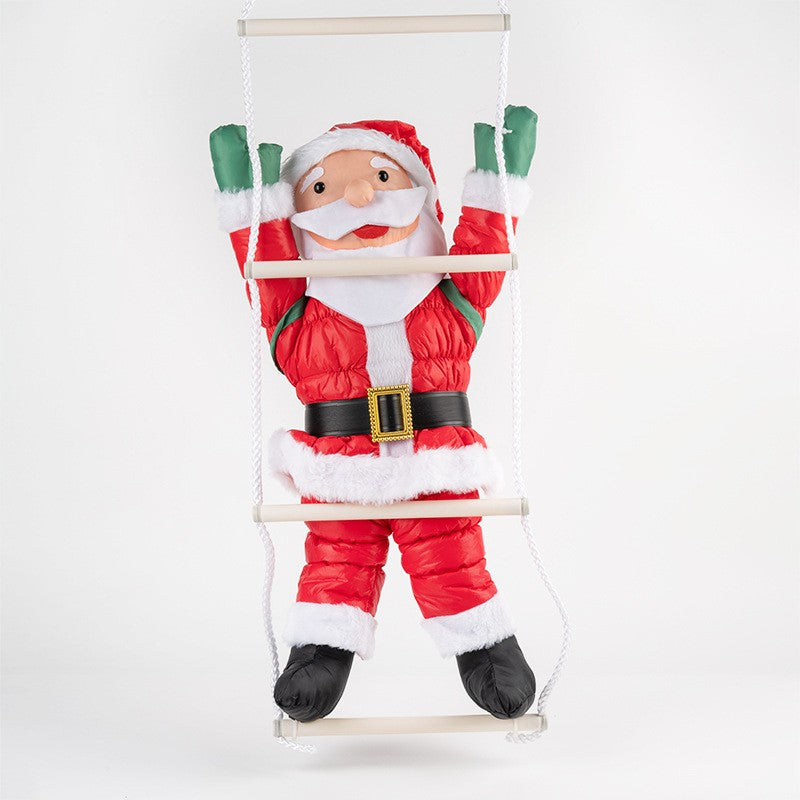Climbing Santa Claus Doll – Ladder & Rope Hanging Ornament for Christmas Window Display, Festive Home Decoration (One/Two/Three Person, Ladder/Rope, Reindeer/Down Jacket Costume, 25-120cm)
