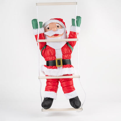 Climbing Santa Claus Doll – Ladder & Rope Hanging Ornament for Christmas Window Display, Festive Home Decoration (One/Two/Three Person, Ladder/Rope, Reindeer/Down Jacket Costume, 25-120cm)