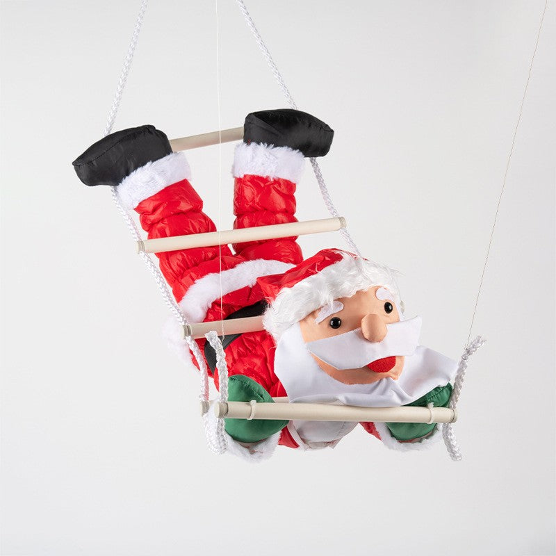 Climbing Santa Claus Doll – Ladder & Rope Hanging Ornament for Christmas Window Display, Festive Home Decoration (One/Two/Three Person, Ladder/Rope, Reindeer/Down Jacket Costume, 25-120cm)
