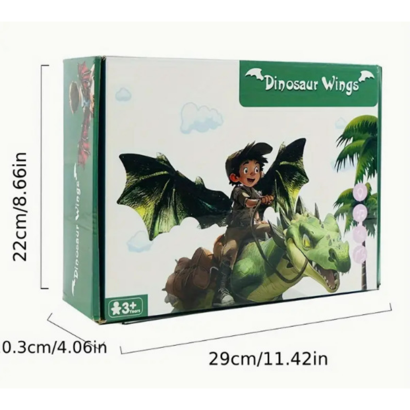 Electric LED dinosaur wings green box and package dimensions