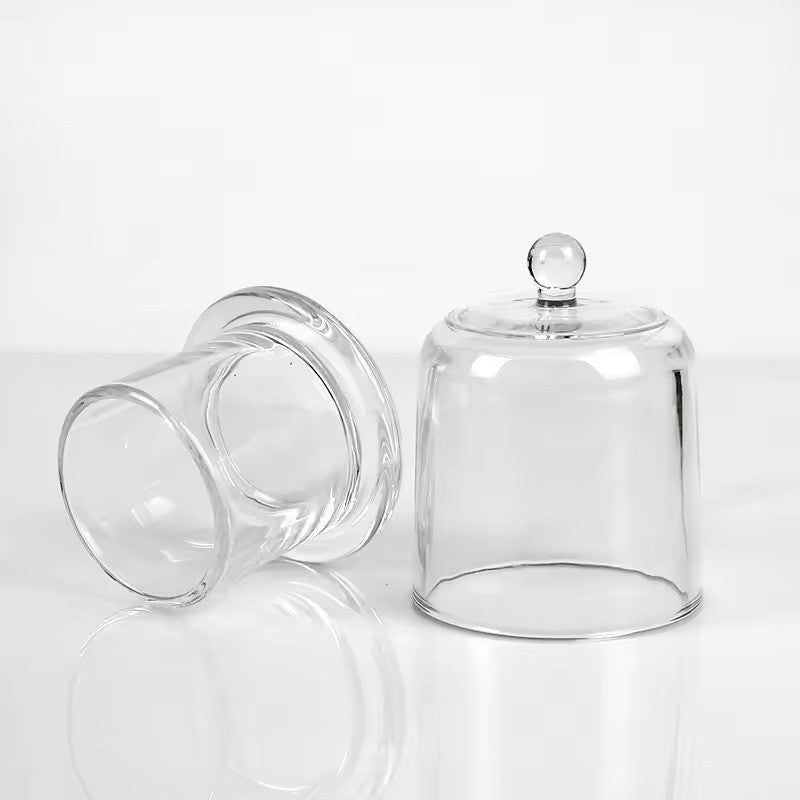 Luxury Empty Clear Glass Transparent Bell Shape Desktop Candle Holder Scented Candle Jar With Cover for Decoration DIY Candle (120ml-730ml)