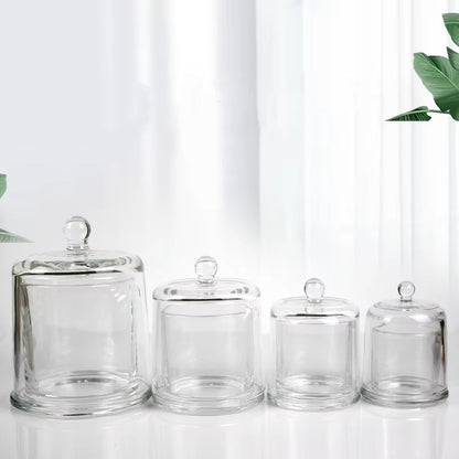 Luxury Empty Clear Glass Transparent Bell Shape Desktop Candle Holder Scented Candle Jar With Cover for Decoration DIY Candle (120ml-730ml)