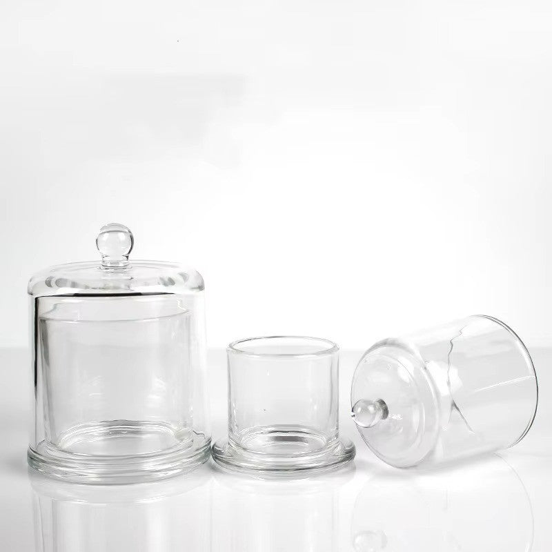 Luxury Empty Clear Glass Transparent Bell Shape Desktop Candle Holder Scented Candle Jar With Cover for Decoration DIY Candle (120ml-730ml)