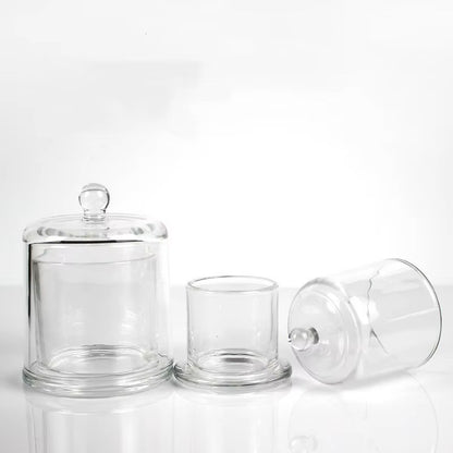 Luxury Empty Clear Glass Transparent Bell Shape Desktop Candle Holder Scented Candle Jar With Cover for Decoration DIY Candle (120ml-730ml)