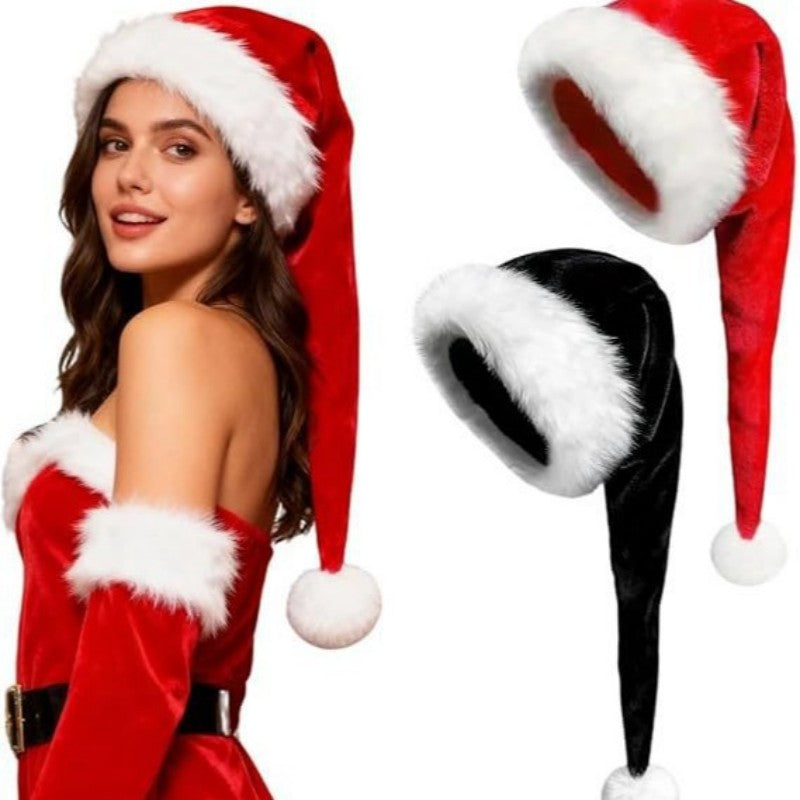 Extra Long Plush Santa Hat – Fluffy Christmas Cap for Holiday Decor, Costume Party & Gift Giving