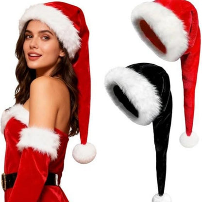 Extra Long Plush Santa Hat – Fluffy Christmas Cap for Holiday Decor, Costume Party & Gift Giving