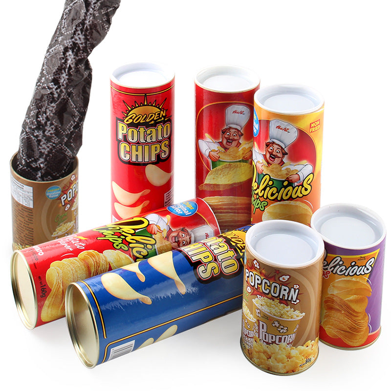Prank Snake in a Pringles Can – Fake Jumping Serpent Toy for Halloween, Scary Practical Joke for Kids & Adults (A680-A685 Multiple Styles, Can Weight 86g-170g)