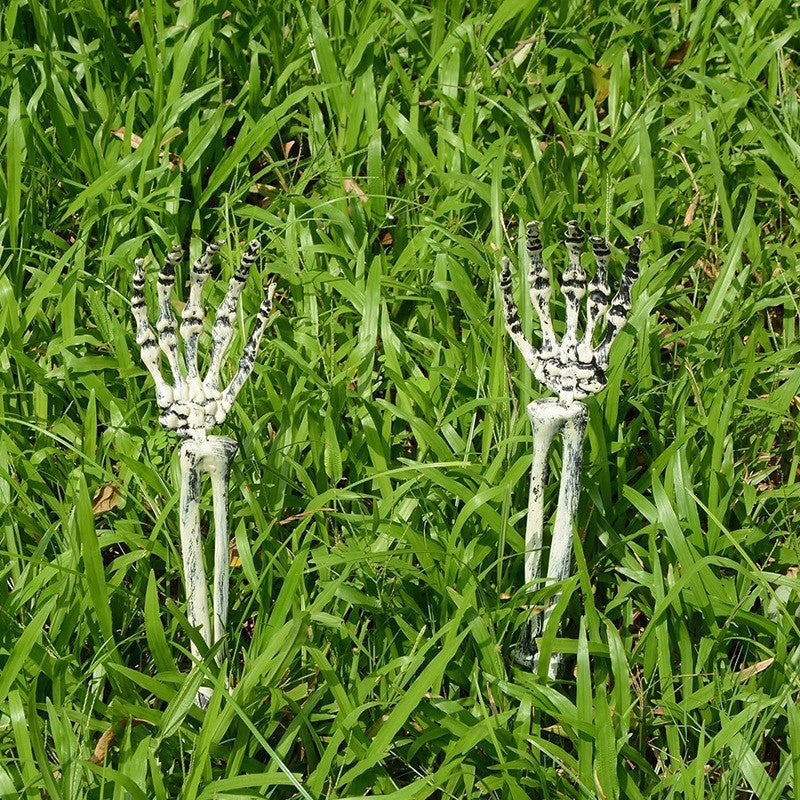 Halloween Skeleton Hands Prop | Plastic Bone Hands for Yard & Haunted House | Pair (Left+Right)