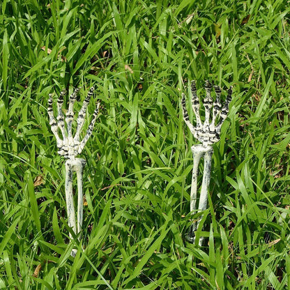 Halloween Skeleton Hands Prop | Plastic Bone Hands for Yard & Haunted House | Pair (Left+Right)