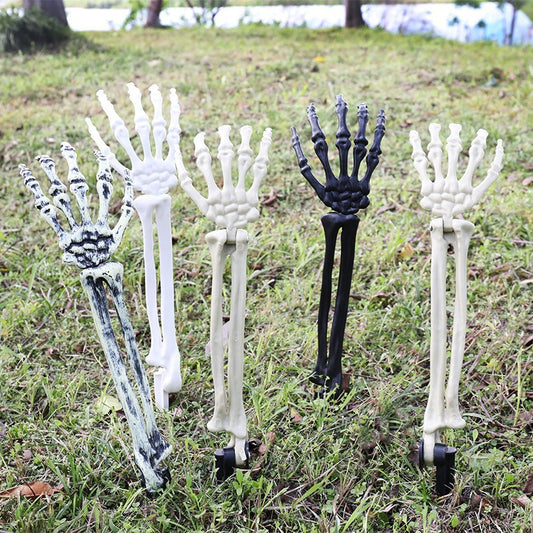 Halloween Skeleton Hands Prop | Plastic Bone Hands for Yard & Haunted House | Pair (Left+Right)