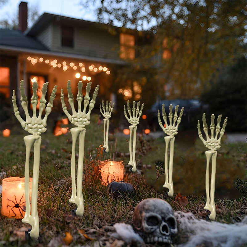 Halloween Skeleton Hands Prop | Plastic Bone Hands for Yard & Haunted House | Pair (Left+Right)