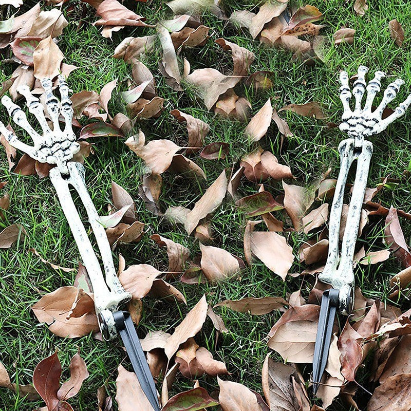 Halloween Skeleton Hands Prop | Plastic Bone Hands for Yard & Haunted House | Pair (Left+Right)