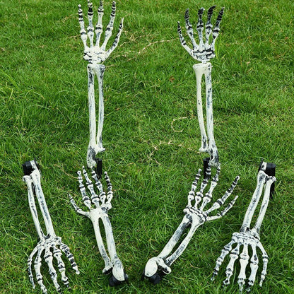 Halloween Skeleton Hands Prop | Plastic Bone Hands for Yard & Haunted House | Pair (Left+Right)