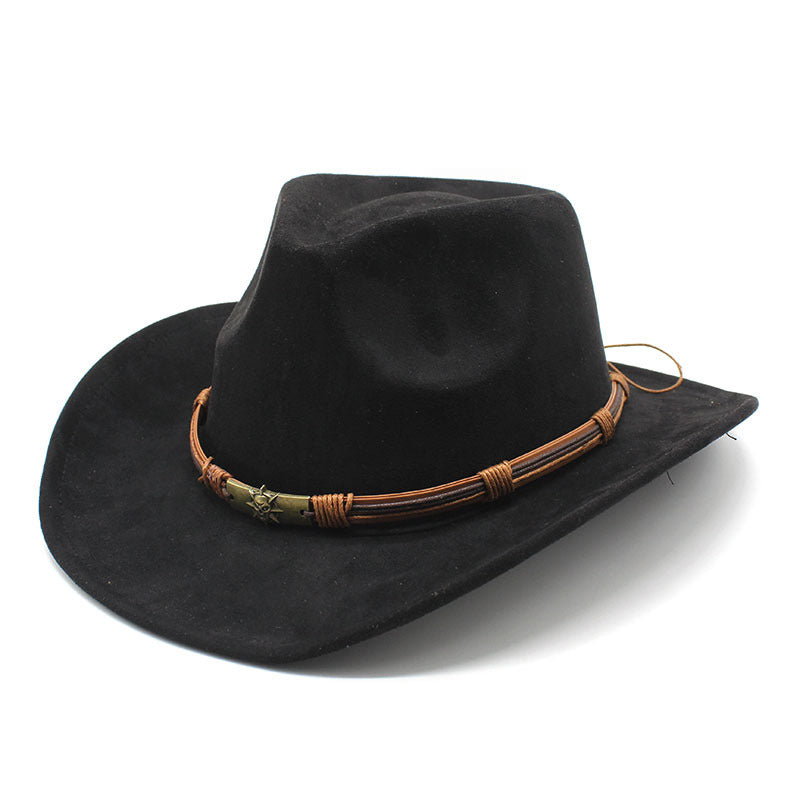 Faux suede western cowboy hat in black