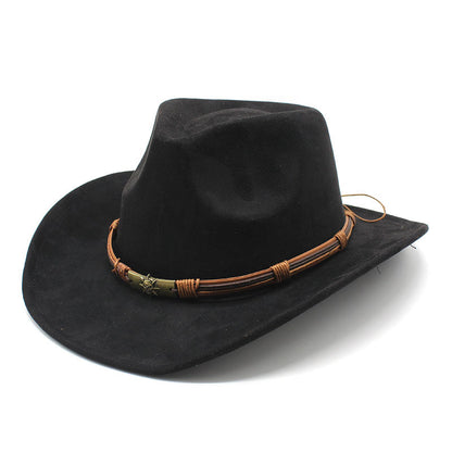 Faux suede western cowboy hat in black