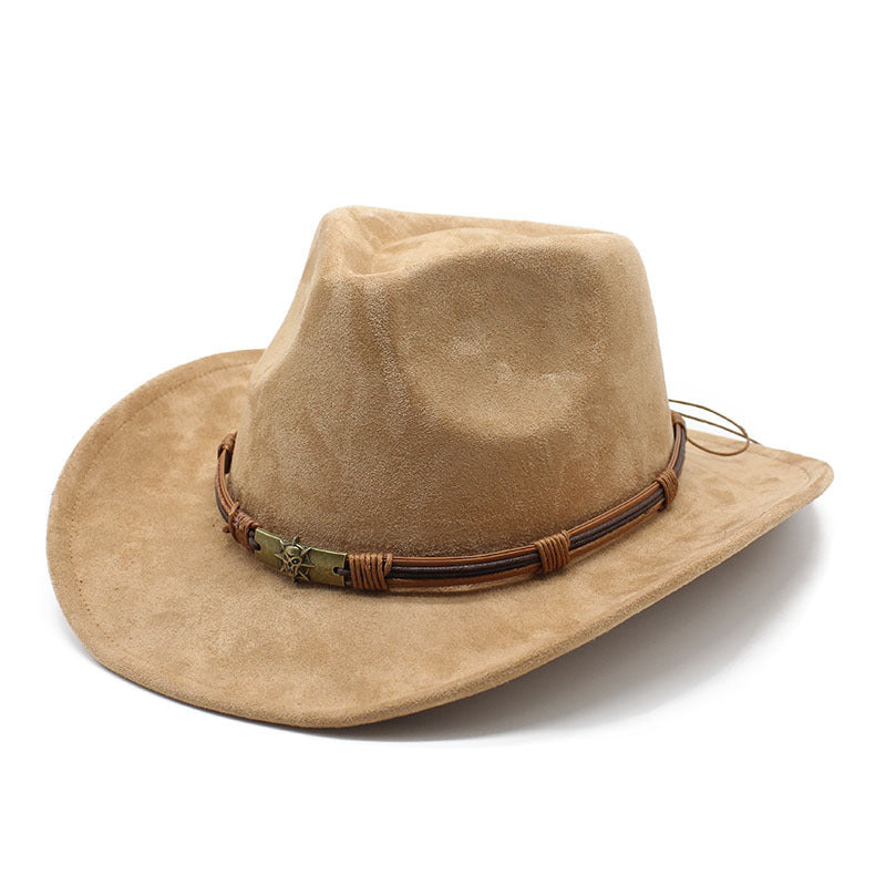 Faux suede western cowboy hat in khaki