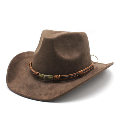 Faux suede western cowboy hat in coffee brown