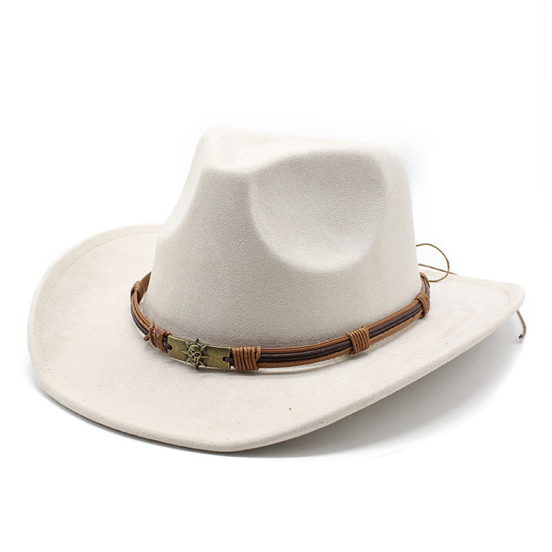 Faux suede western cowboy hat in white
