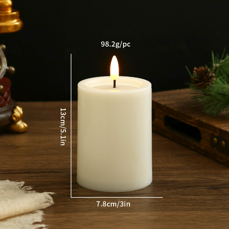 Flat top LED pillar candle 7.5x13 cm single pillar in natural white