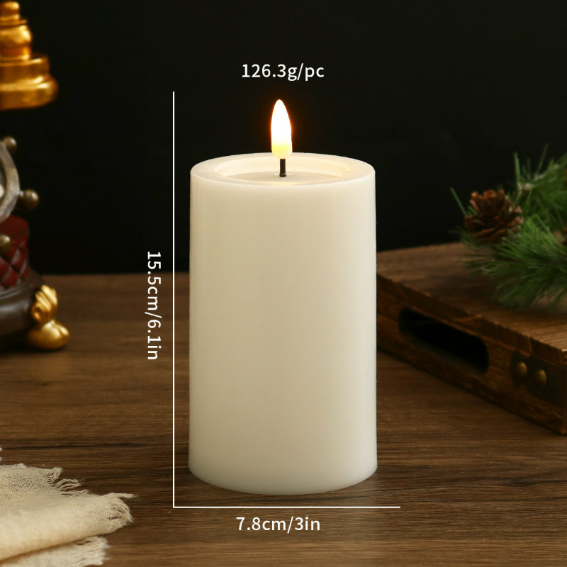 Flat top LED pillar candle 7.5x15.5 cm single pillar in natural white