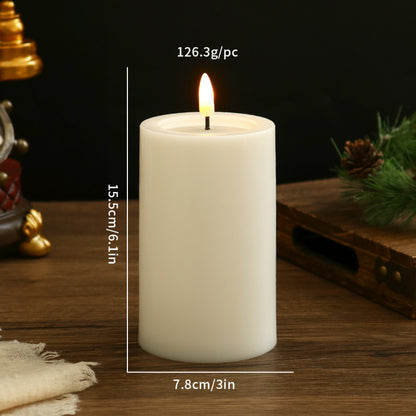 Flat top LED pillar candle 7.5x15.5 cm single pillar in natural white