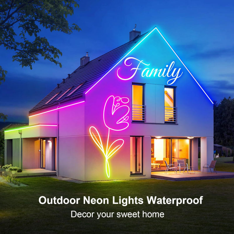 LED neon rope light ambient living room wall outline glow
