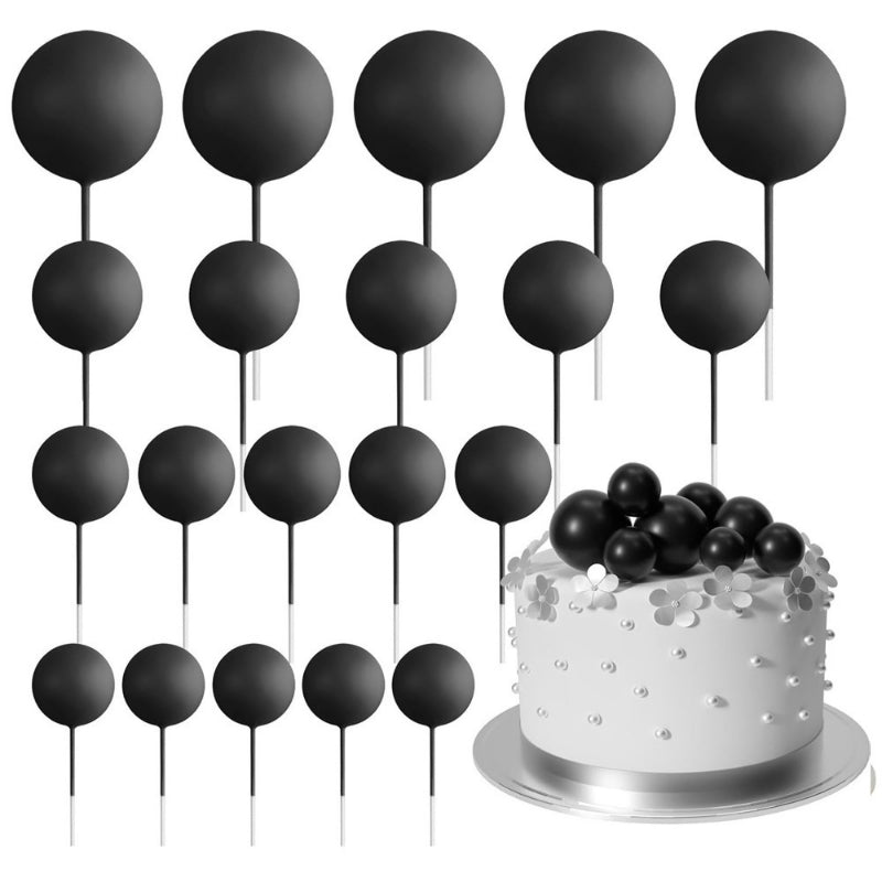 Foam ball cake topper black finish sphere picks with insertion wire