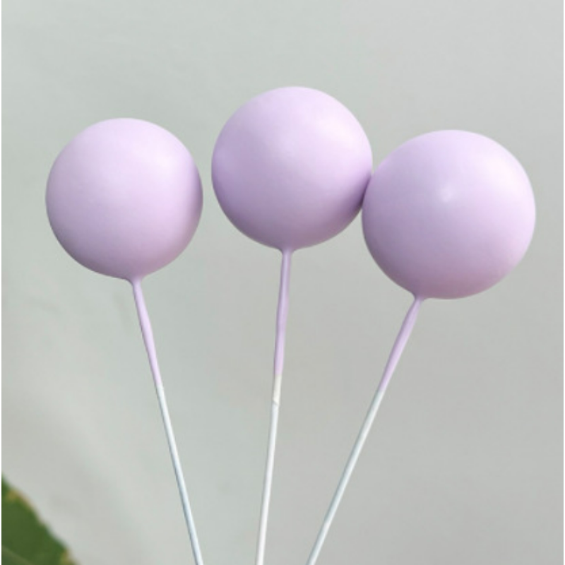 Foam ball cake topper light purple pastel finish sphere picks with insertion wire