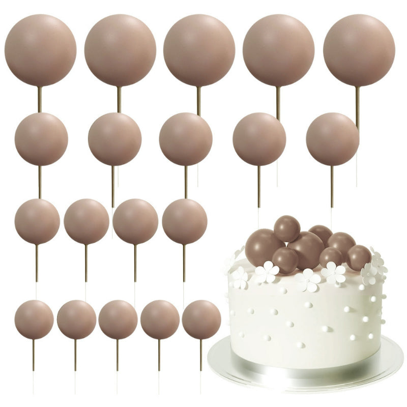 Foam ball cake topper light coffee finish sphere picks with insertion wire
