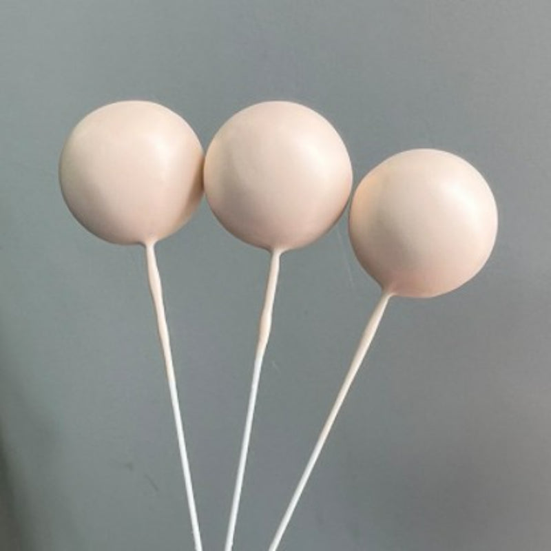 Foam ball cake topper khaki neutral finish sphere picks with insertion wire