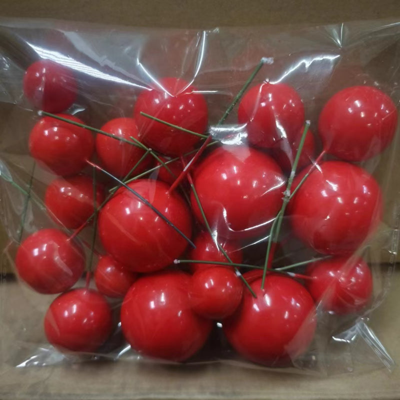 Foam ball cake topper red vibrant finish sphere picks with insertion wire