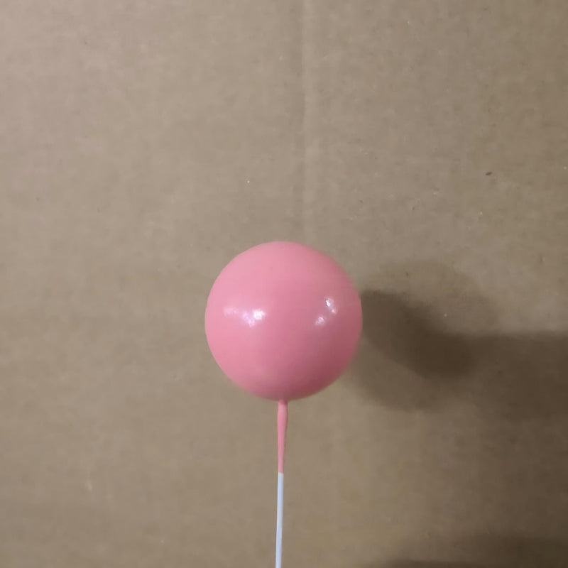 Foam ball cake topper dark pink finish sphere picks with insertion wire