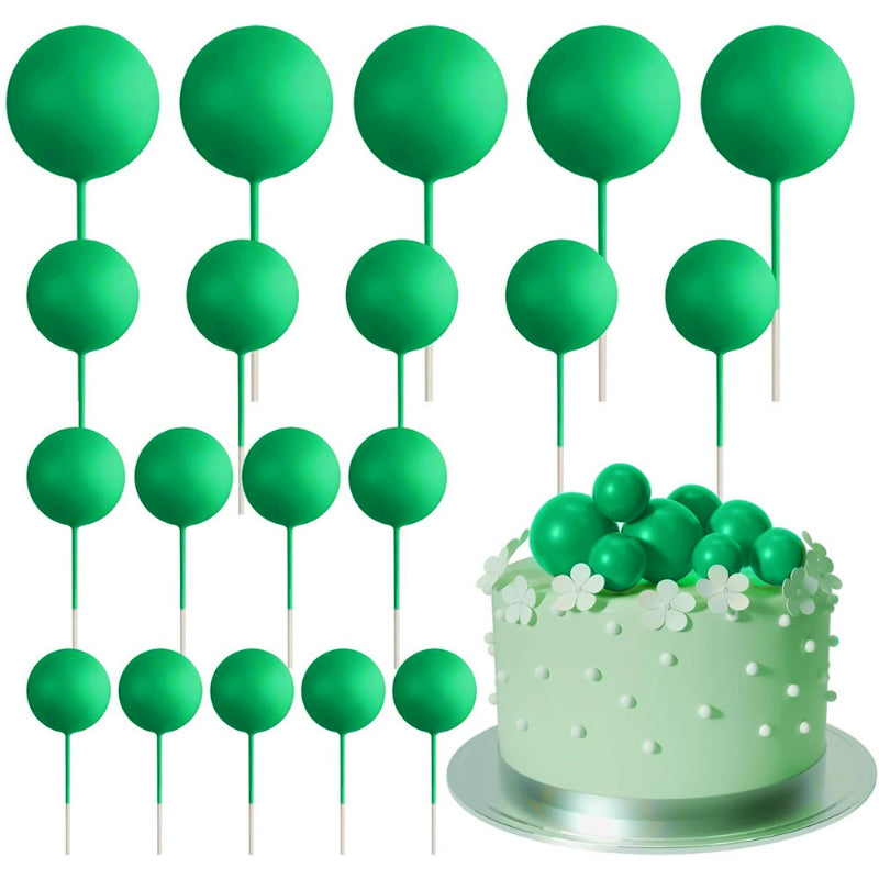 Foam ball cake topper grass green finish sphere picks with insertion wire