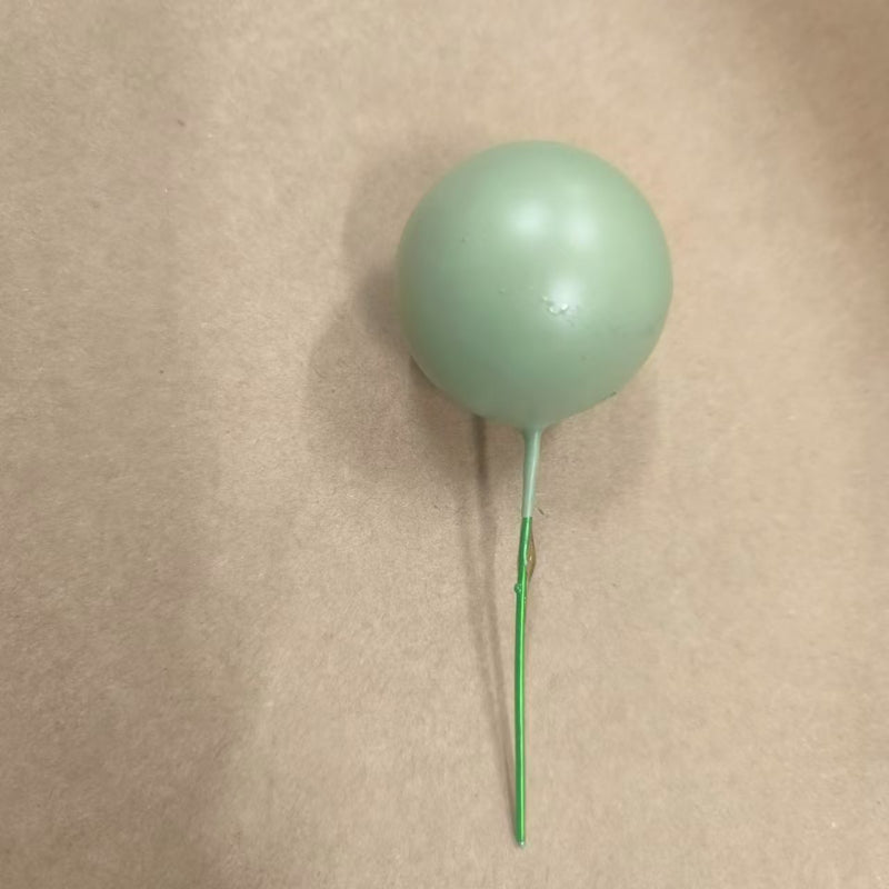 Foam ball cake topper matcha green finish sphere picks with insertion wire