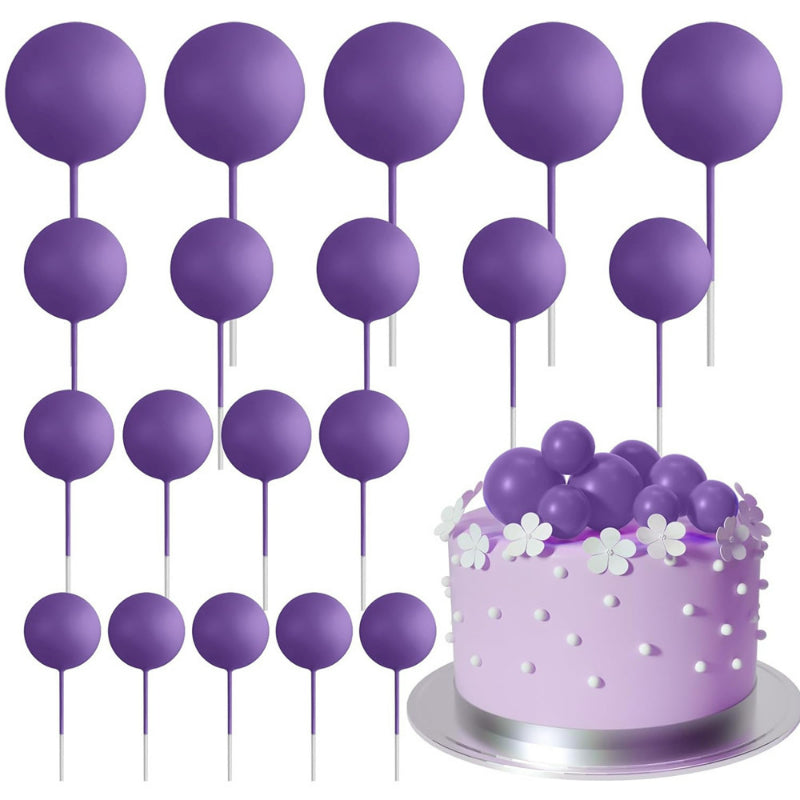 Foam ball cake topper magenta purple finish sphere picks with insertion wire