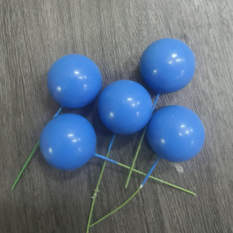 Foam ball cake topper light royal blue finish sphere picks with insertion wire