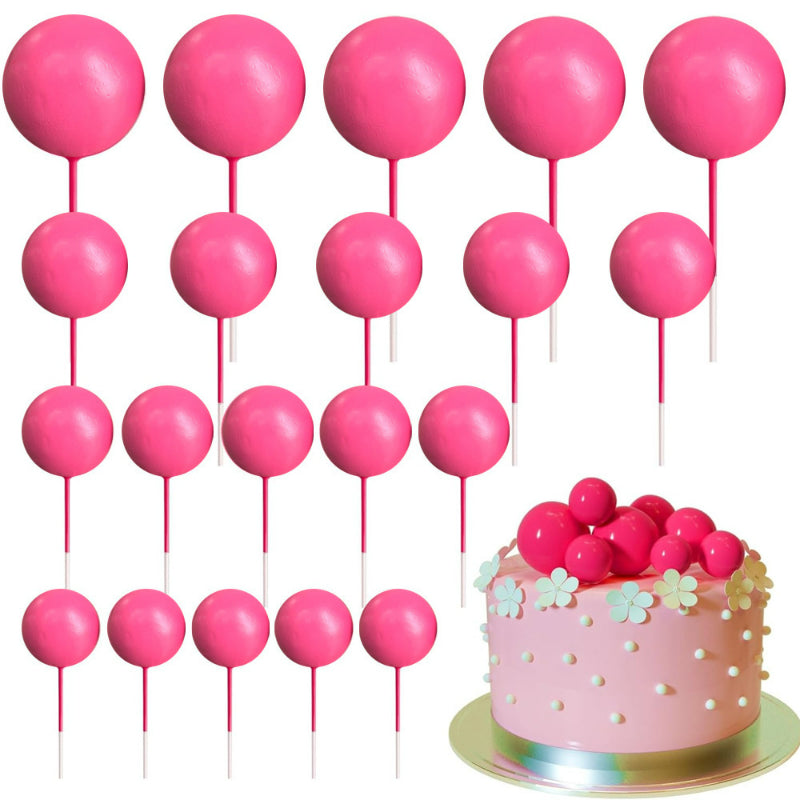 Foam ball cake topper rose red finish sphere picks with insertion wire