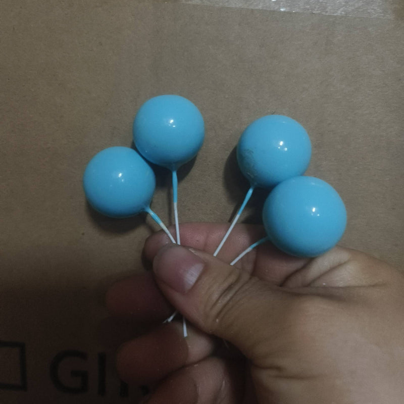 Foam ball cake topper lake blue finish sphere picks with insertion wire